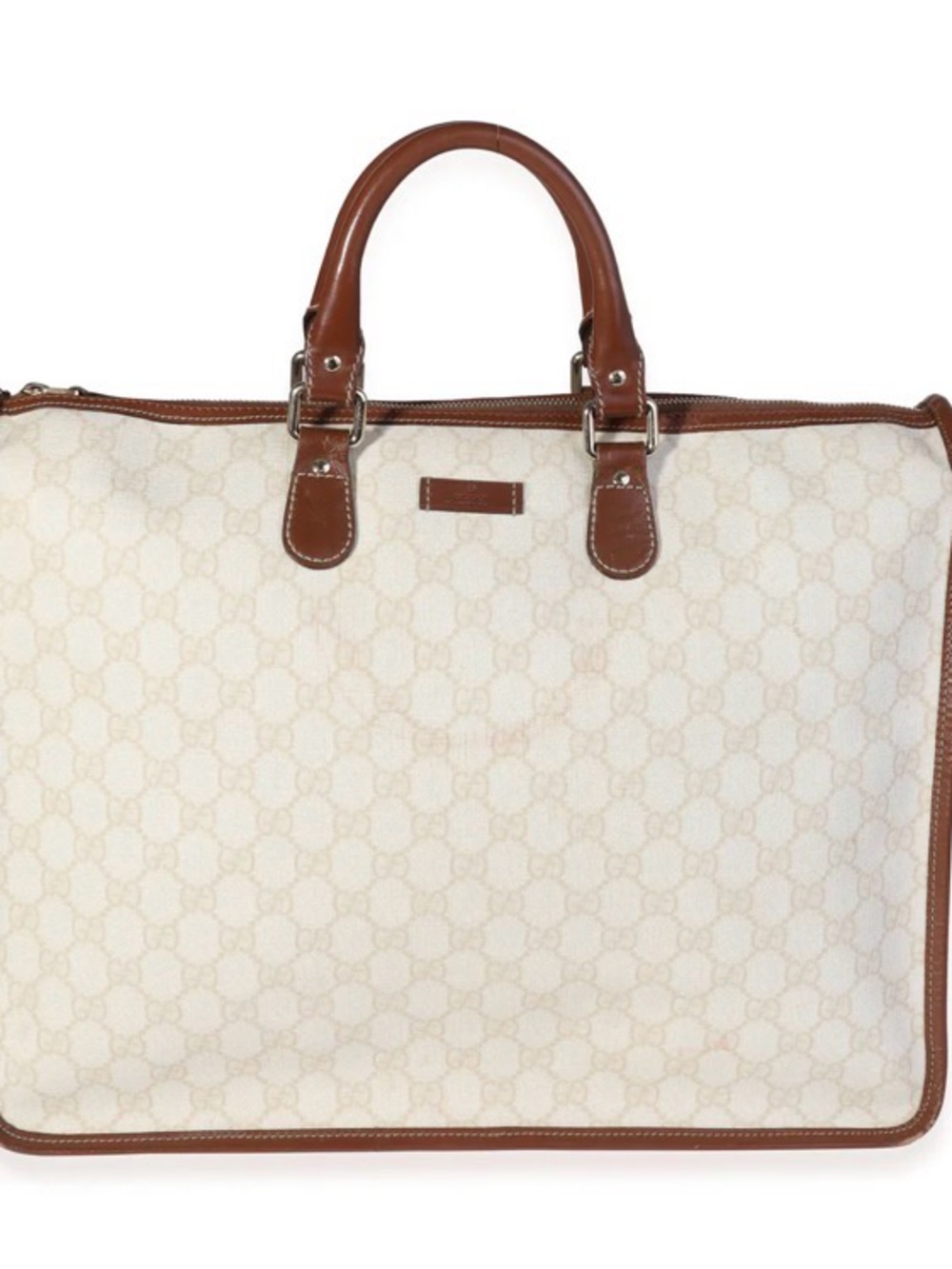 GUCCI CREAM MONOGRAM COATED CANVAS CARRYALL BAG
